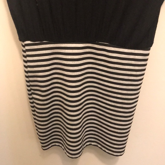 Black top with stripped bottom dress - Picture 2 of 3